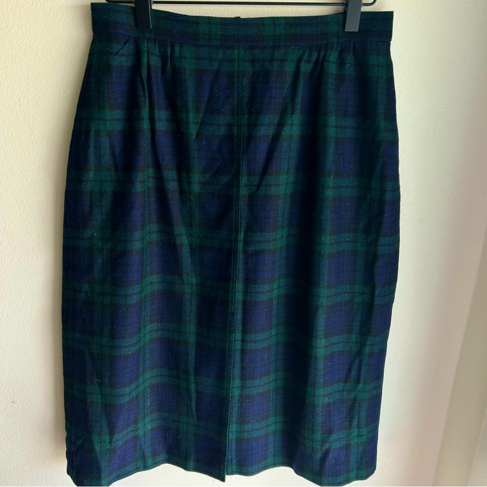 Vintage James Pringle Inverness tartan blue/green pure wool plaid skirt size 12